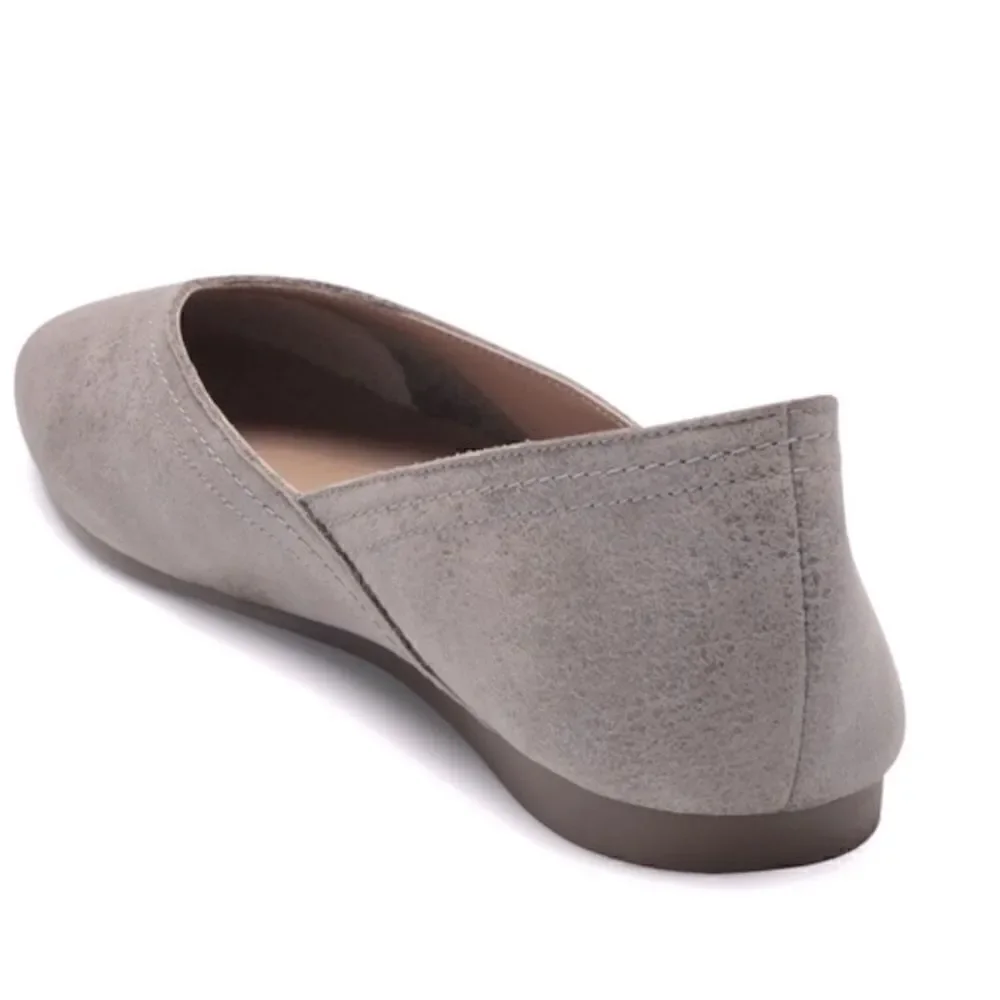 Lucky Brand ALBA Titanium Gray Leather Slip On Ballet Flats  New without Box